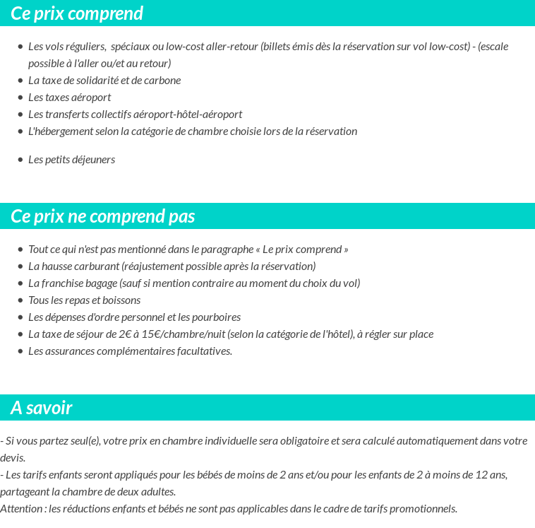 Conditions tarifaires