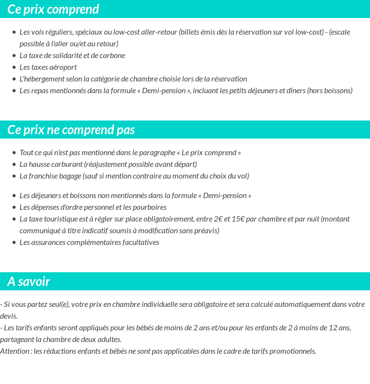 Conditions tarifaires