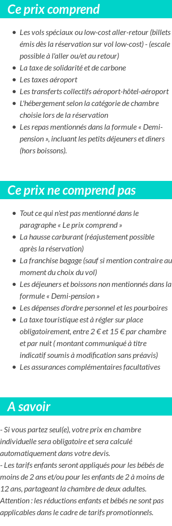 Conditions tarifaires