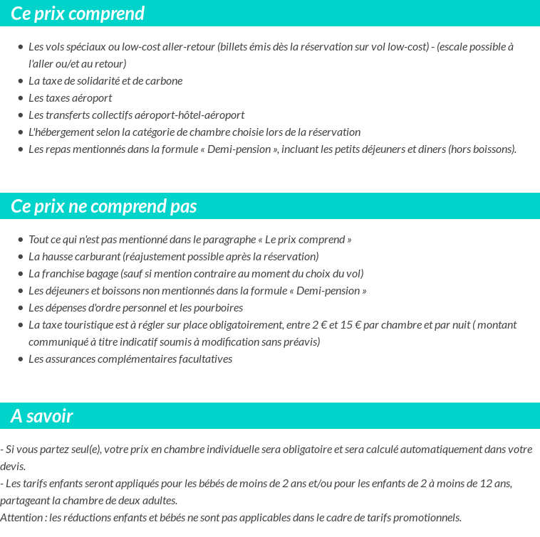 Conditions tarifaires