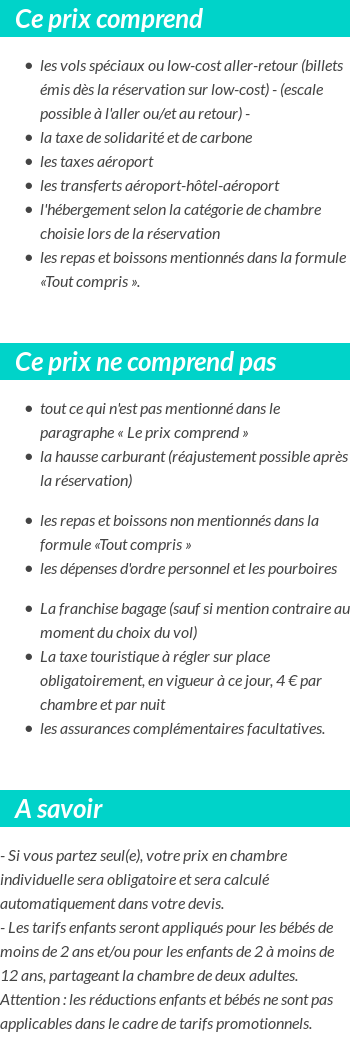 Conditions tarifaires