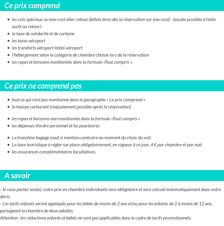 Conditions tarifaires