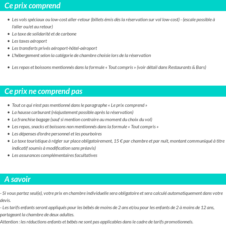 Conditions tarifaires