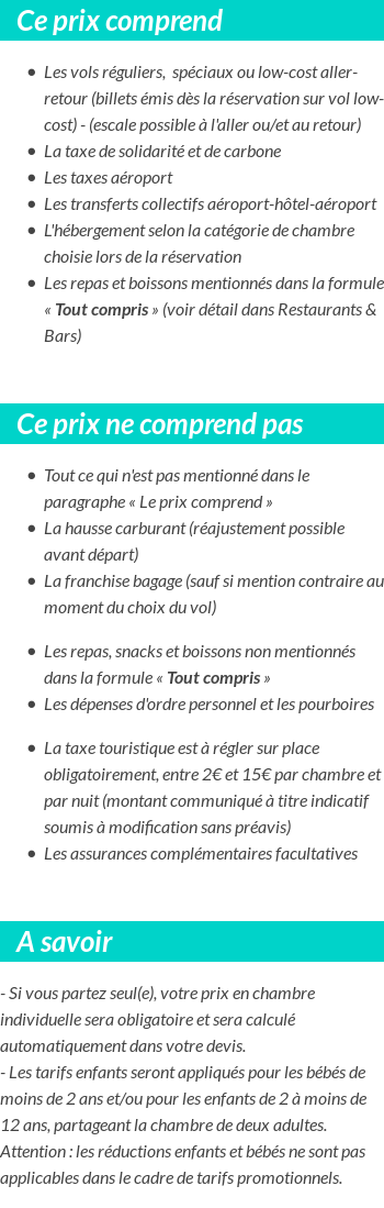 Conditions tarifaires