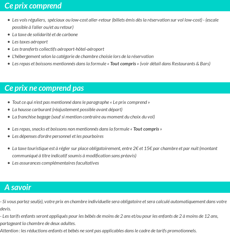 Conditions tarifaires