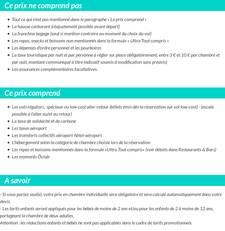 Conditions tarifaires