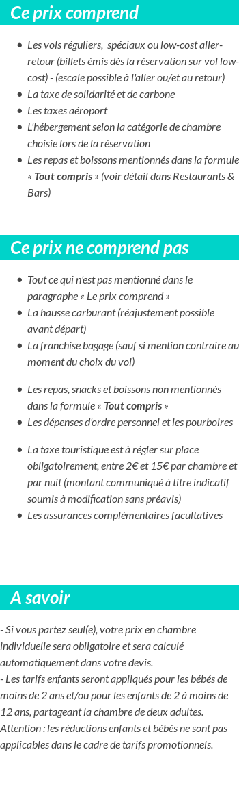 Conditions tarifaires