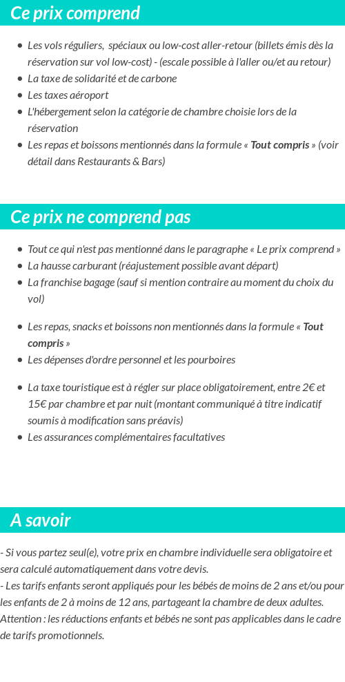 Conditions tarifaires