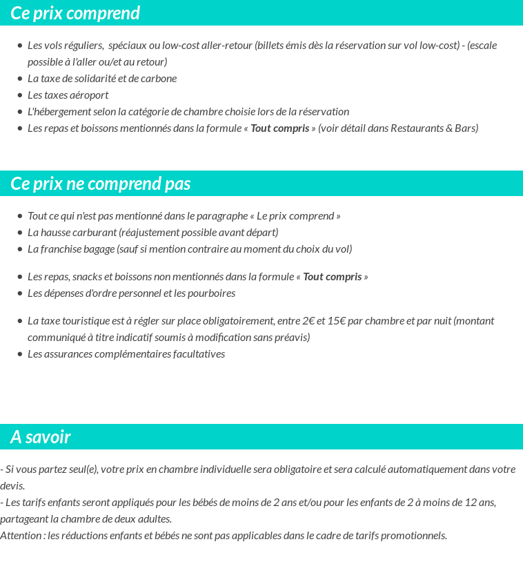 Conditions tarifaires