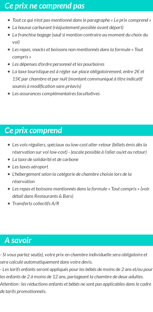 Conditions tarifaires
