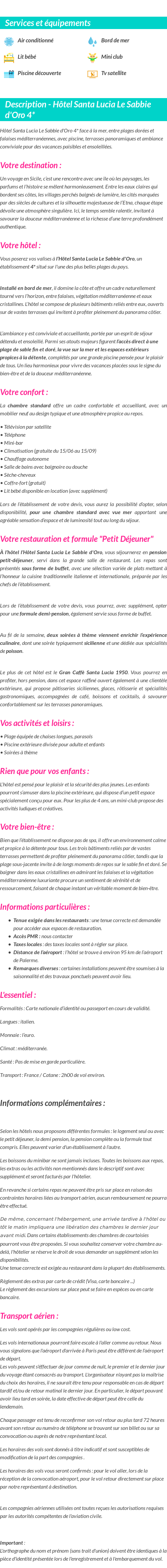 Détails du séjour