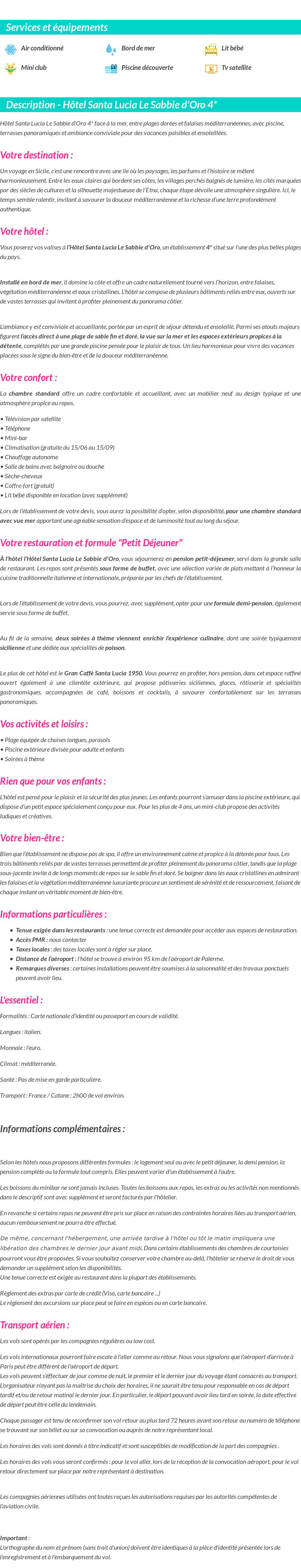 Détails du séjour