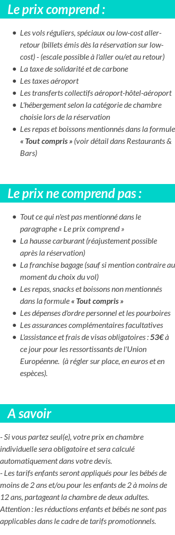 Conditions tarifaires