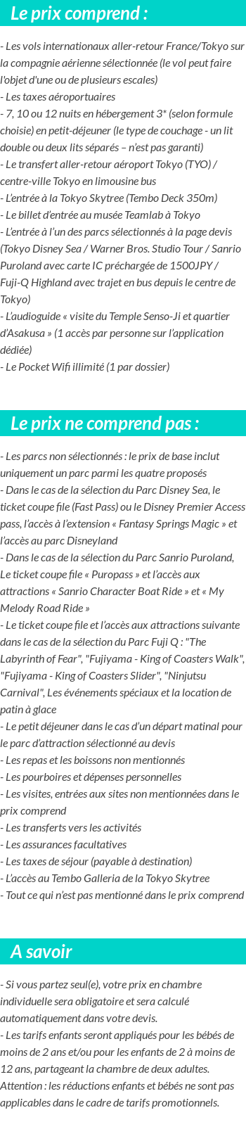 Conditions tarifaires
