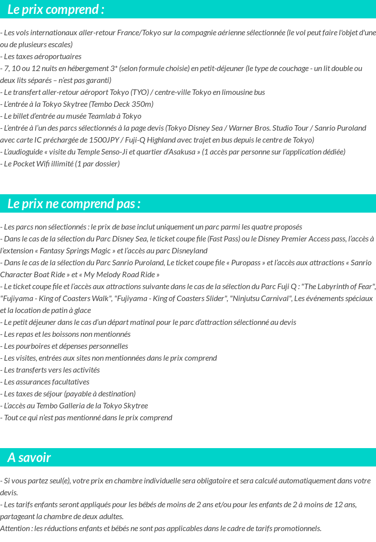 Conditions tarifaires