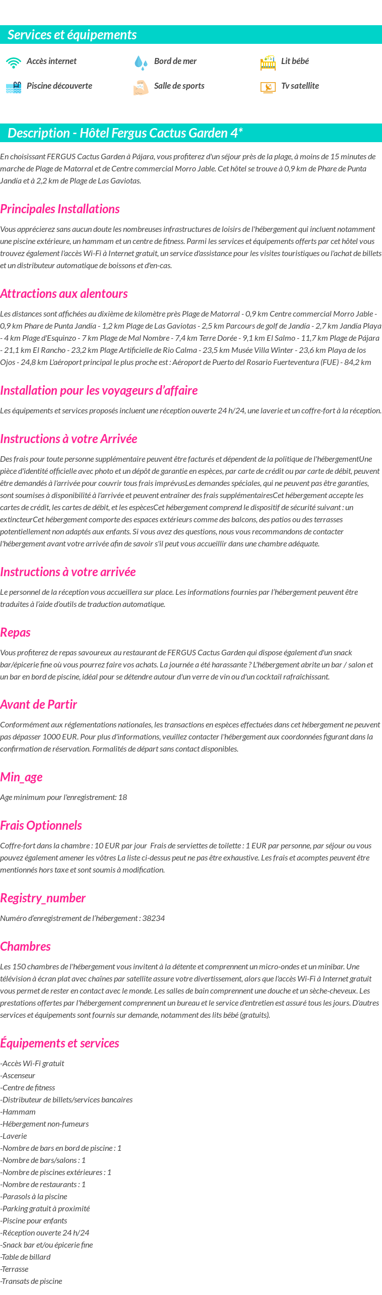 Détails du séjour