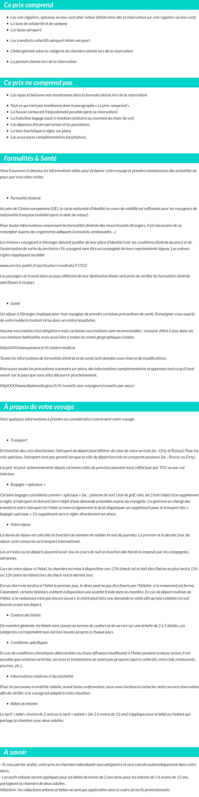 Conditions tarifaires