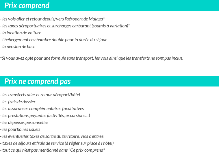 Conditions tarifaires