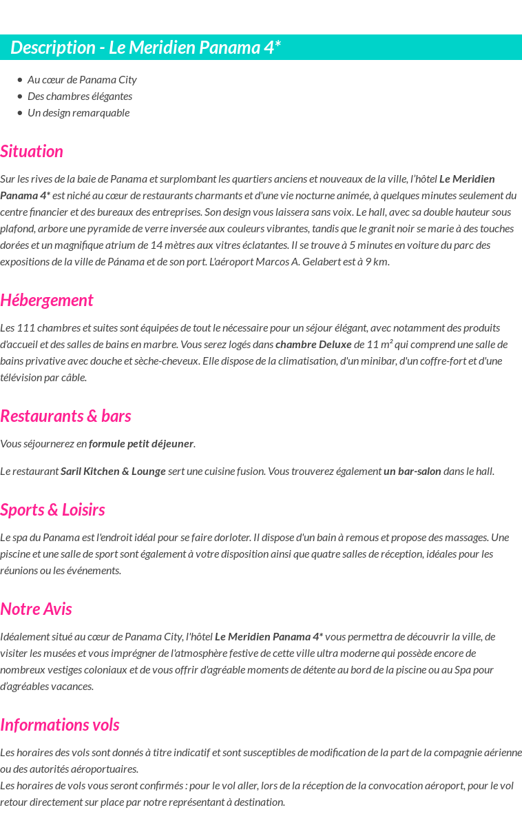 Détails du séjour