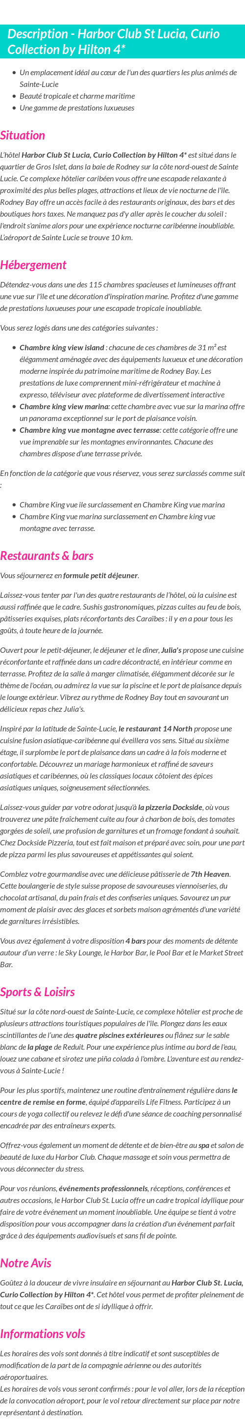 Détails du séjour