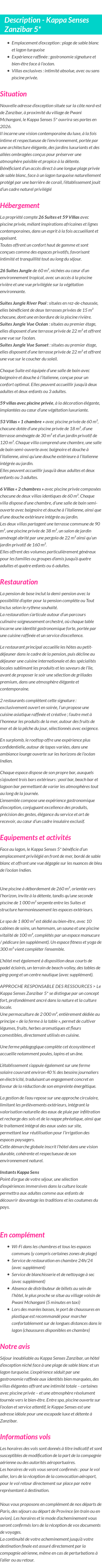Détails du séjour