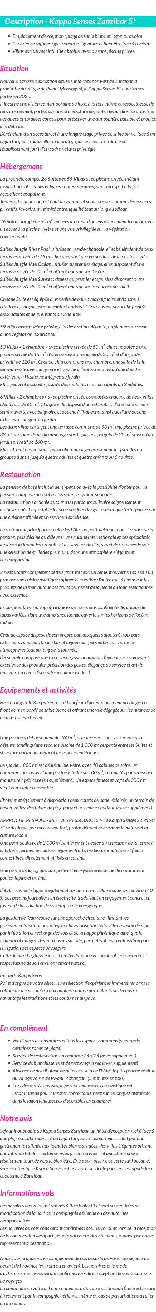 Détails du séjour