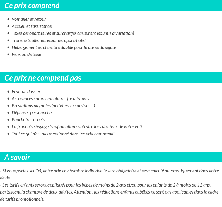 Conditions tarifaires