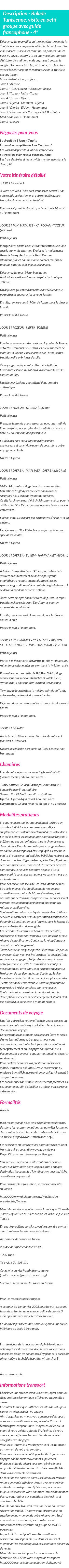 Détails du séjour