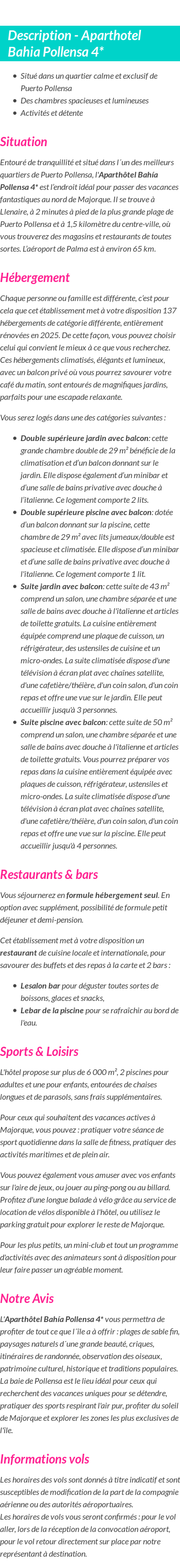 Détails du séjour
