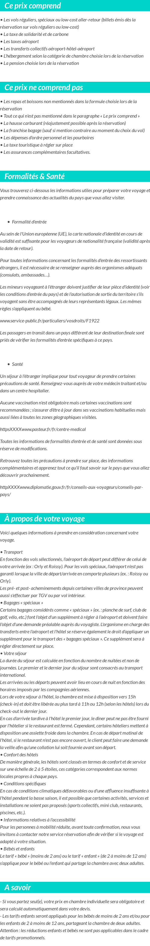 Conditions tarifaires