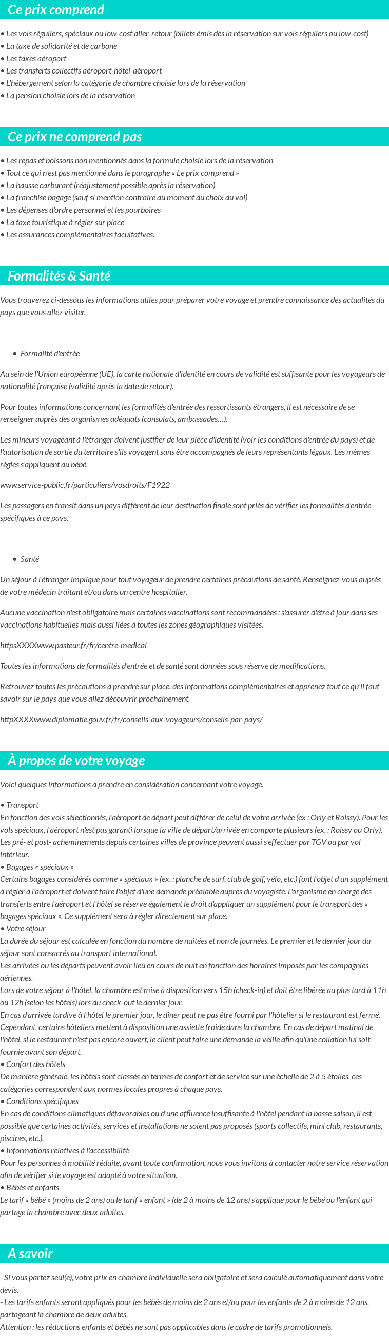 Conditions tarifaires