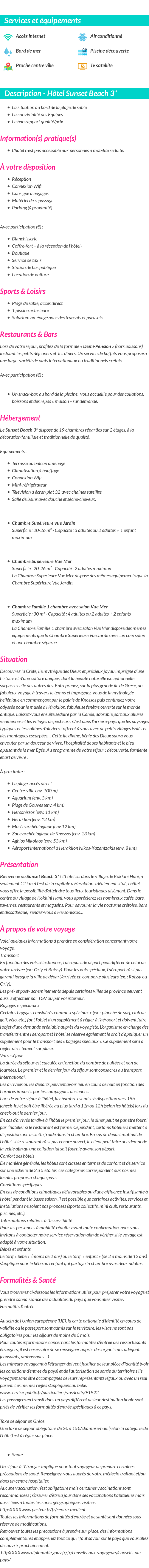 Détails du séjour