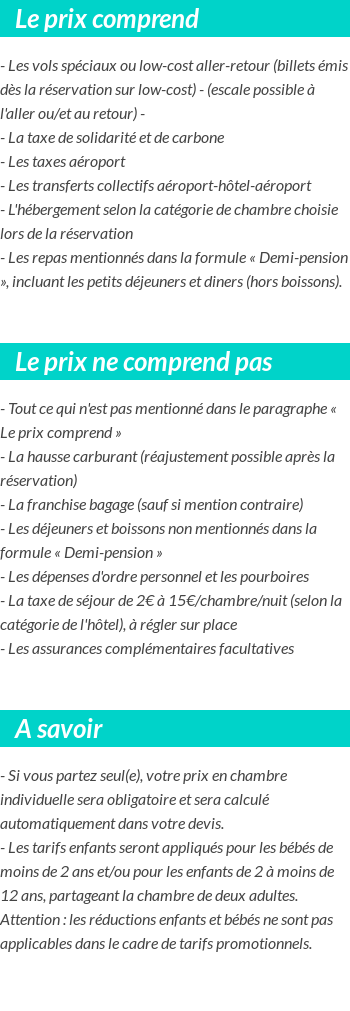 Conditions tarifaires