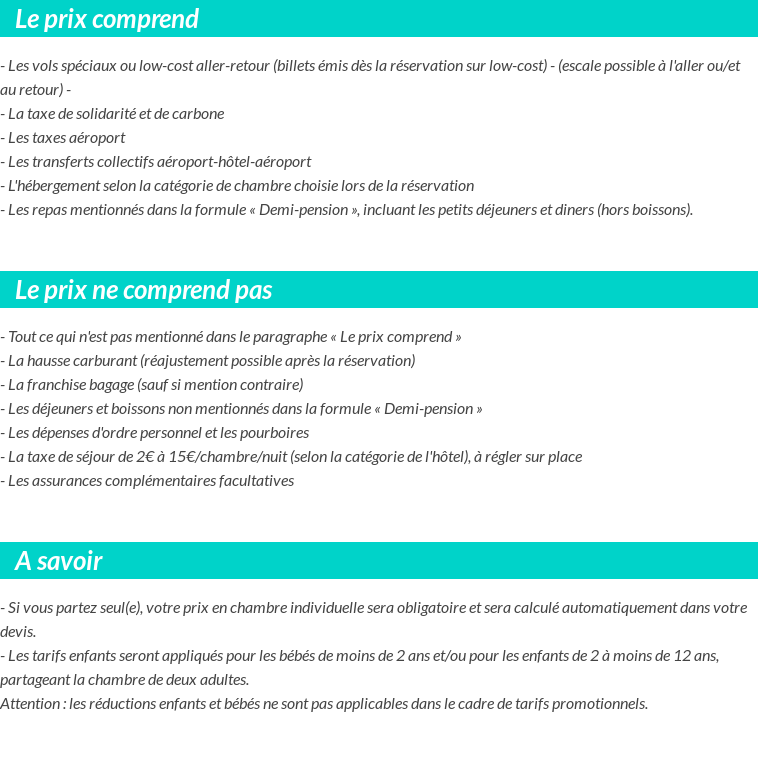 Conditions tarifaires