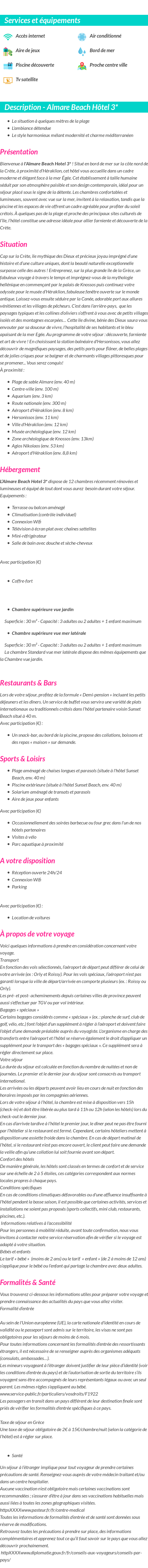Détails du séjour