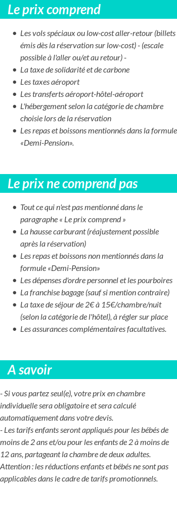 Conditions tarifaires