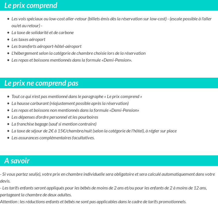 Conditions tarifaires