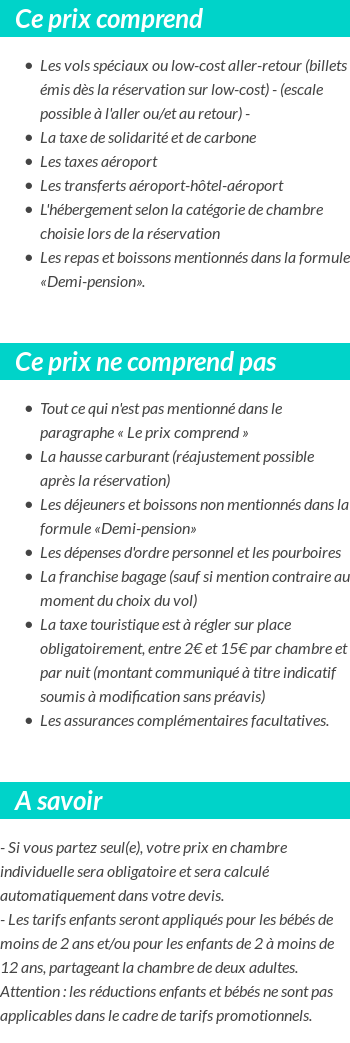 Conditions tarifaires