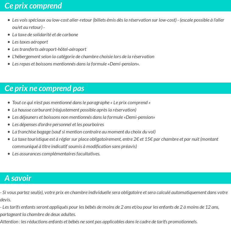 Conditions tarifaires