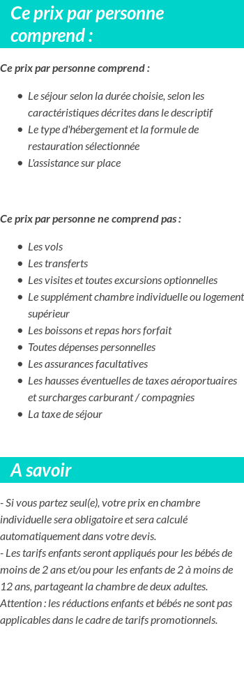Conditions tarifaires