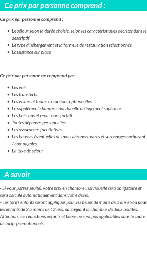 Conditions tarifaires