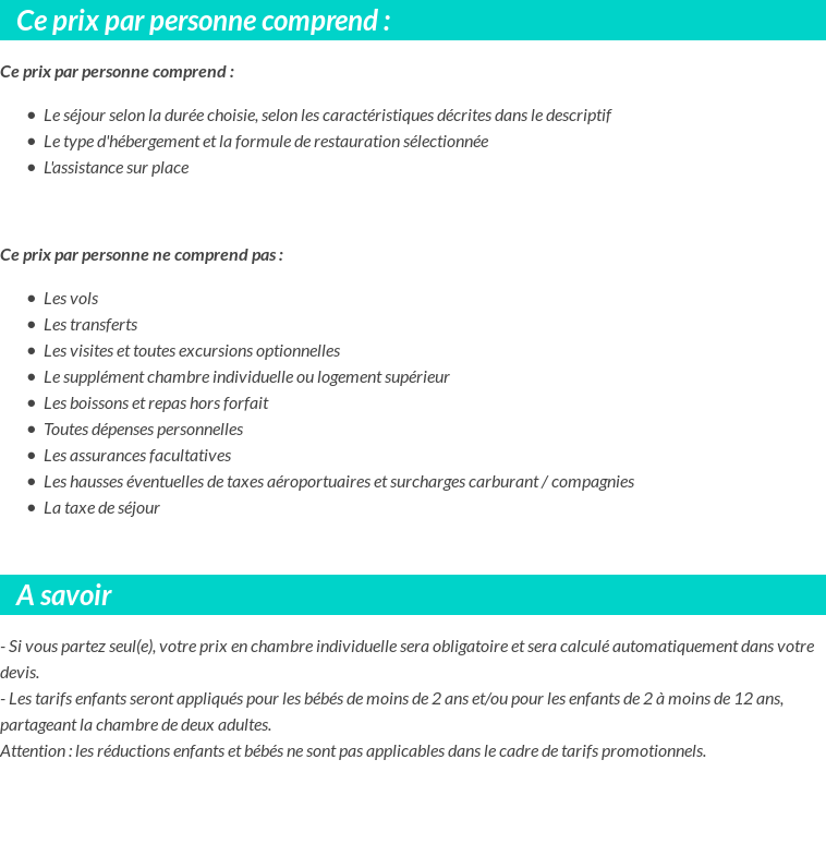Conditions tarifaires