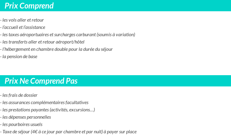 Conditions tarifaires