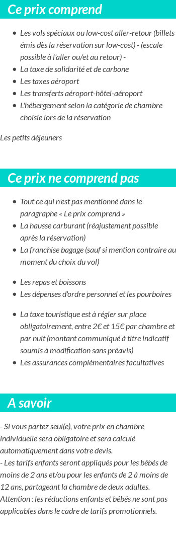 Conditions tarifaires