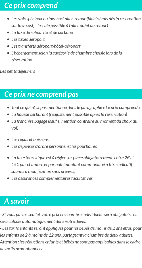 Conditions tarifaires