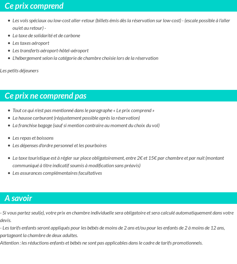 Conditions tarifaires