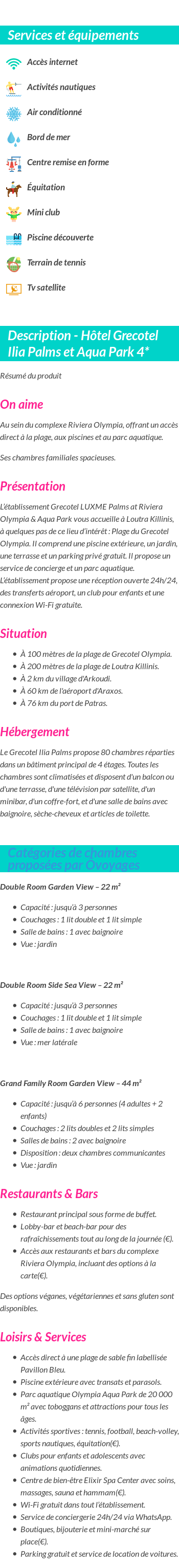 Détails du séjour