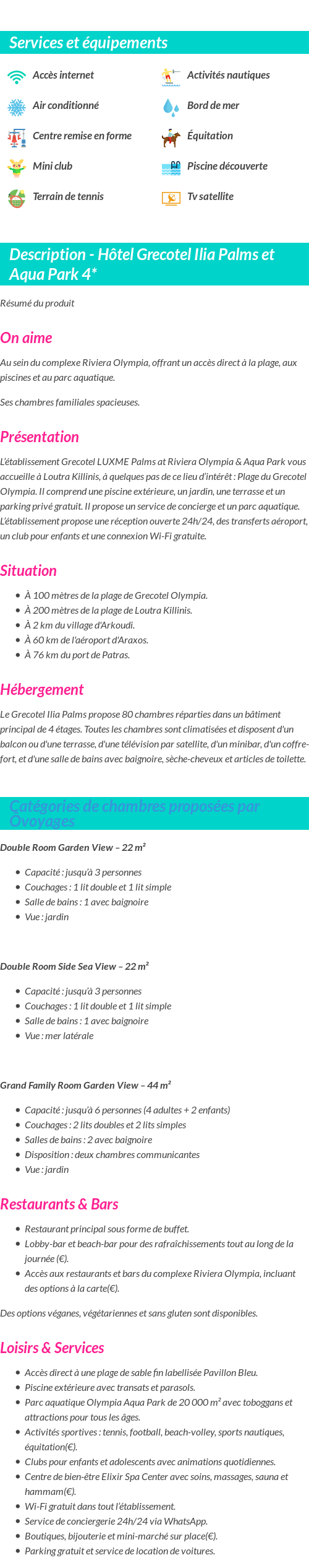 Détails du séjour