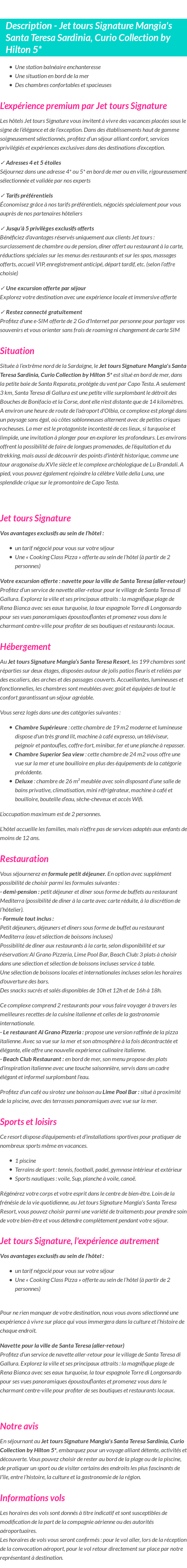 Détails du séjour