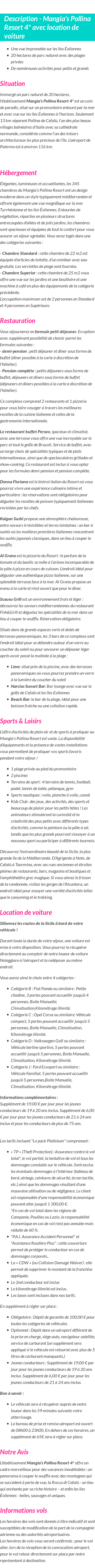 Détails du séjour
